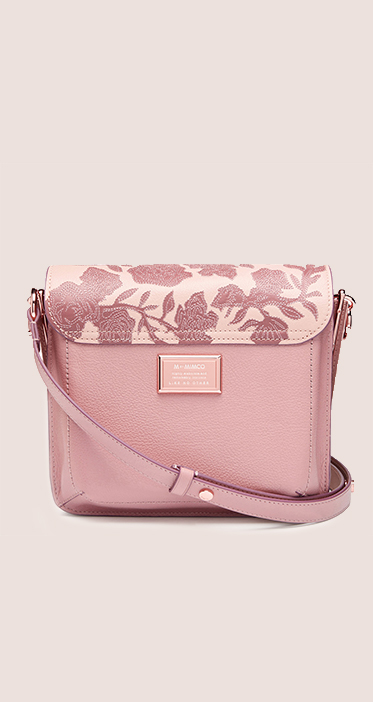 pink floral embroidered bag